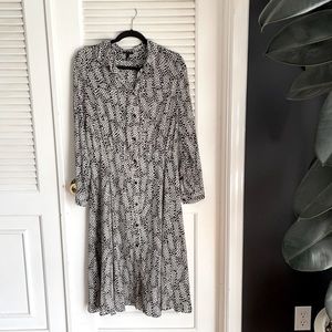 Who What Wear midi black white pattern dress